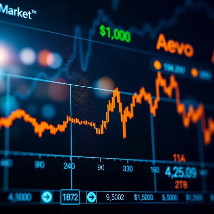 Graph showing Aevo price fluctuations over time with market trend indicators