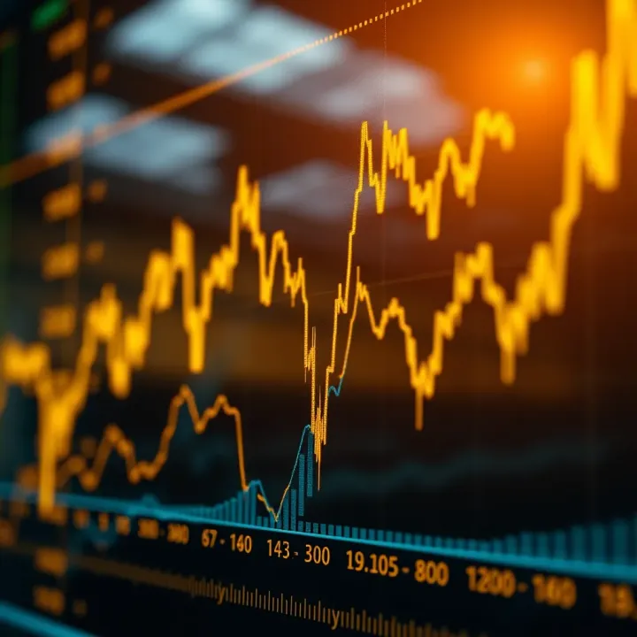 Graph depicting fluctuating gold prices influenced by global market trends and economic indicators