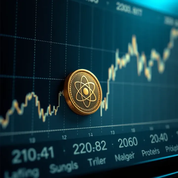 Graph showing fluctuations and trends in Atom coin market value over time