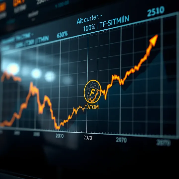 Graph showing the historical price movement of ATOM cryptocurrency with upward and downward trends