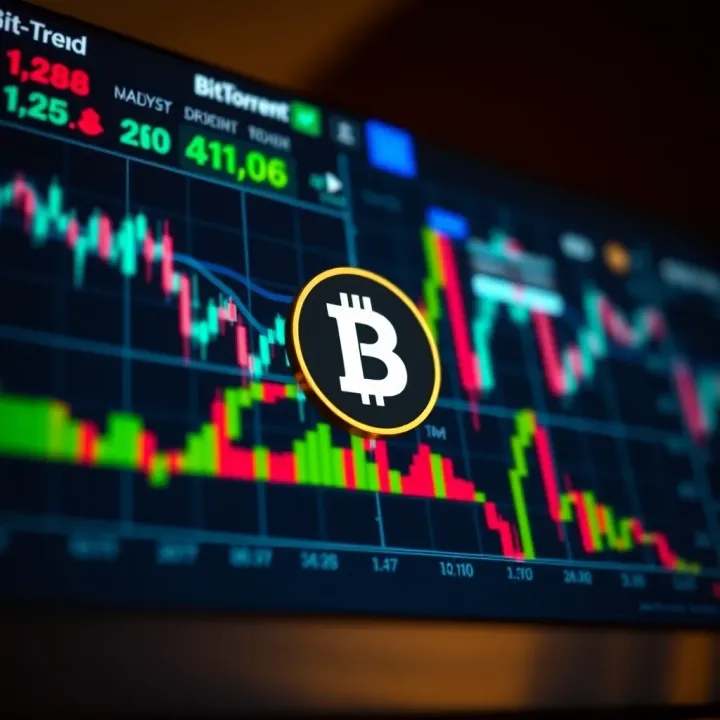 Graph showing BitTorrent Coin price trends with market analysis overlays