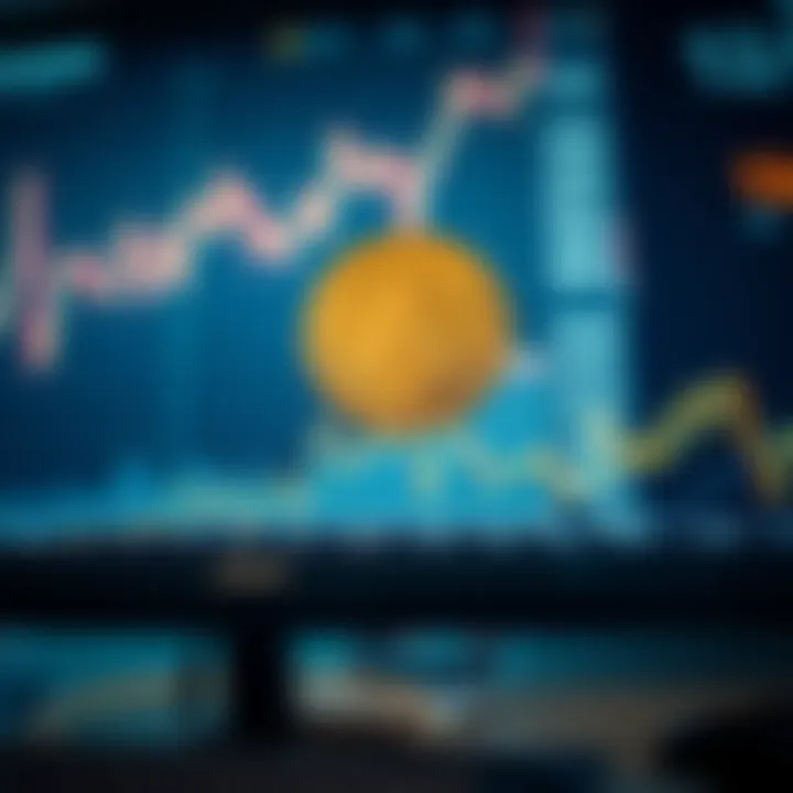 Graph showing upward and downward trends in cryptocurrency prices