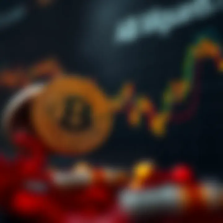 Line graph showing ARB coin price fluctuations with trend lines and key points highlighted