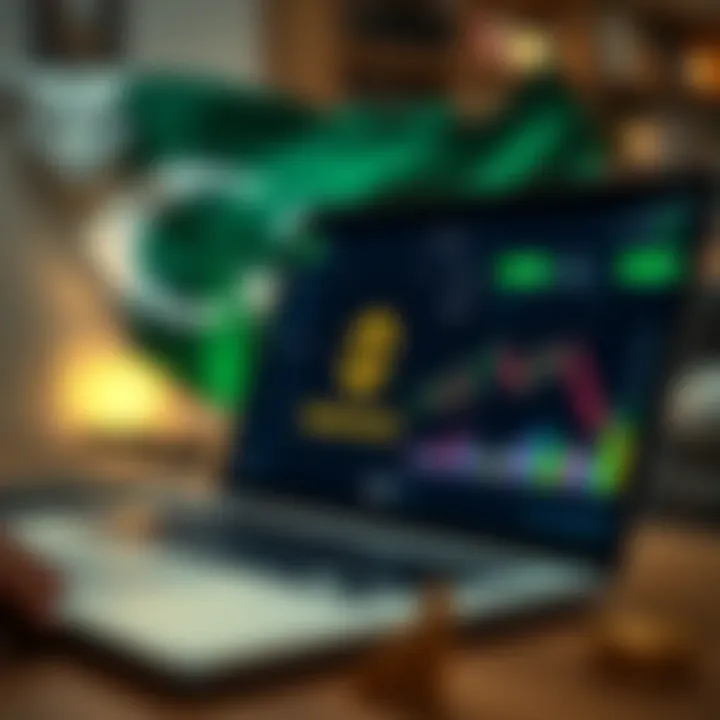 Cryptocurrency Trading with Binance in Pakistan Illustration of cryptocurrency trading on a laptop with Binance logo and Pakistani flag in the background