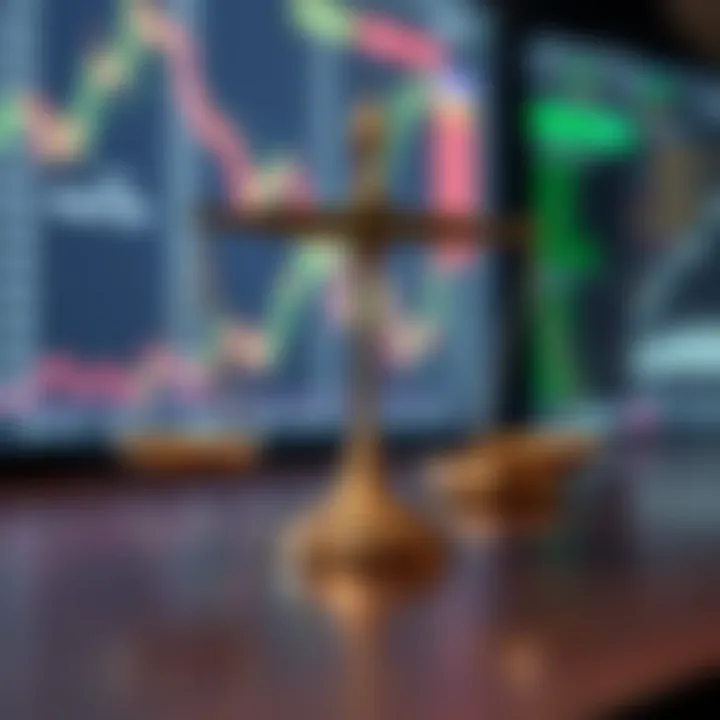 Balancing Binary Trading with Shariah Law in Islamic Finance Graphic showing binary options trading chart with Islamic law scales indicating a balance between financial opportunities and religious compliance