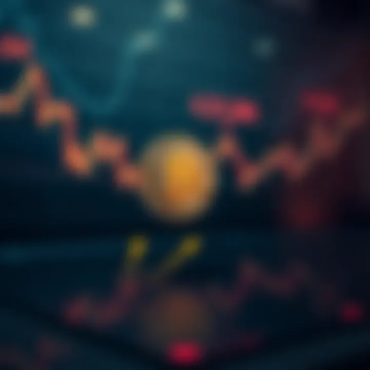 Downward Trend of Bitcoin Prices Reflecting Market Dynamics Graph showing downward trend in cryptocurrency prices with Bitcoin symbol overlay