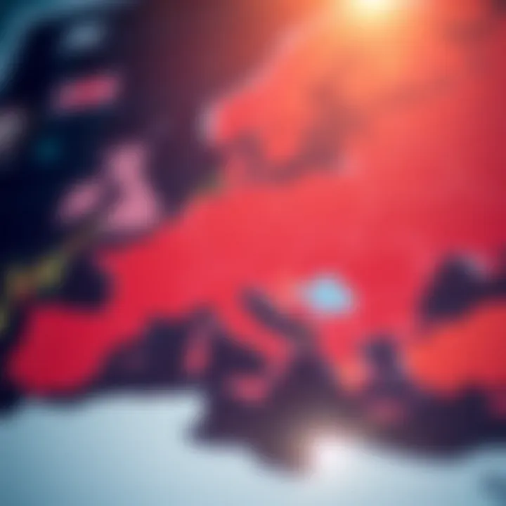 Map highlighting geopolitical regions affecting currency market trends