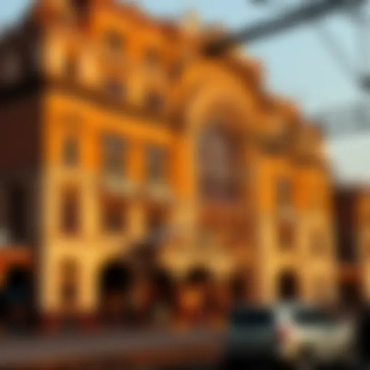 Historic railway station building with colonial architecture and intricate facade details