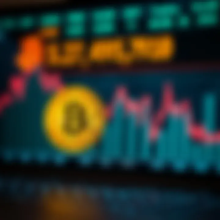 Graph displaying fluctuating Bitcoin prices with upward and downward trends