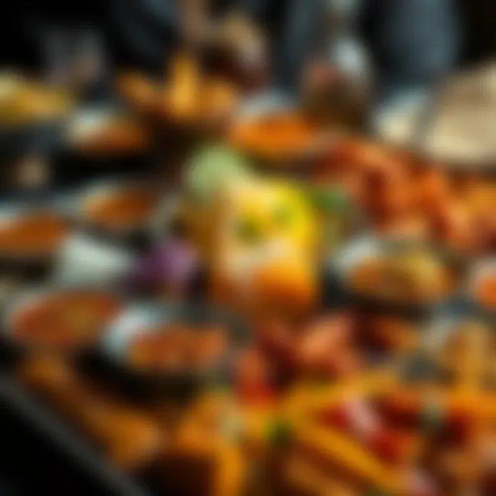 Traditional Kashmiri meal showcasing a variety of vibrant dishes arranged on a large platter