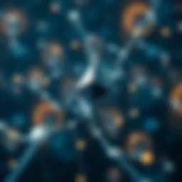 Conceptual illustration showing Ethereum blockchain technology with digital nodes and network connections