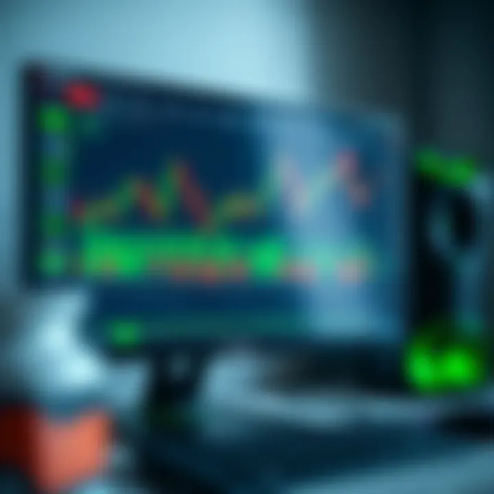 Interface of Exness trading application displaying charts and trading options on a personal computer screen