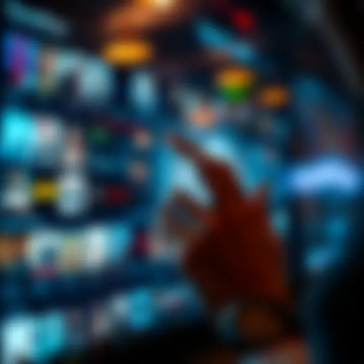 Exploring DownloadHub.com Platform Features User browsing a digital platform displaying an extensive library of movies, TV shows, and software