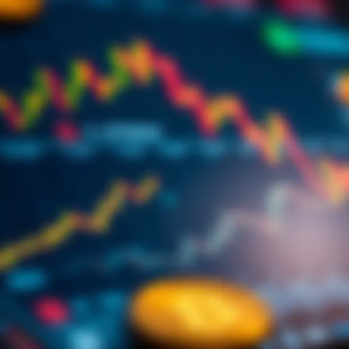 Illustration showing factors influencing cryptocurrency valuation including technical charts and market sentiment