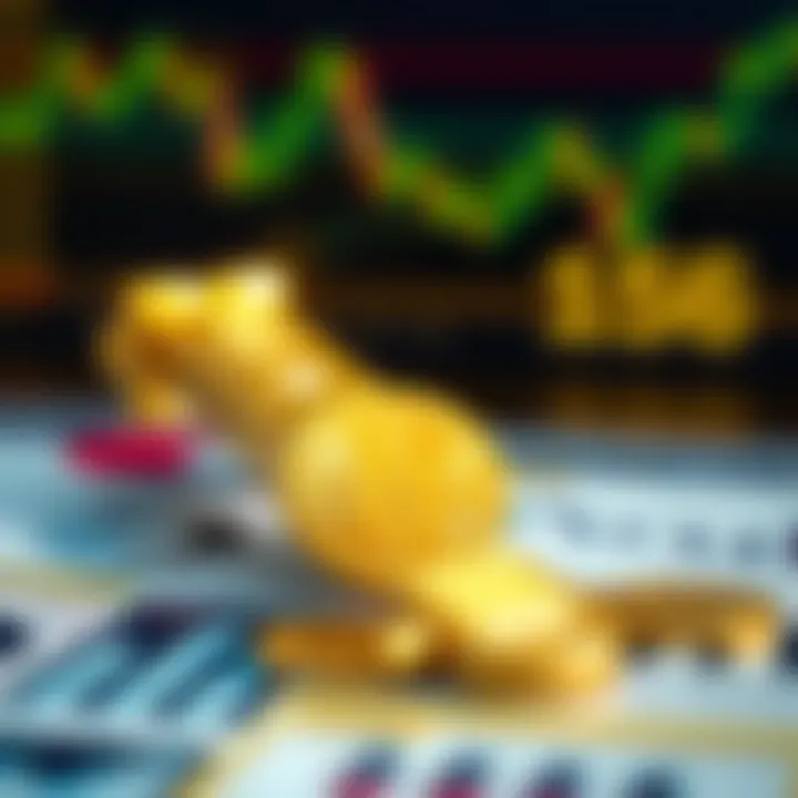 Illustration of economic factors and technical analysis tools influencing gold price