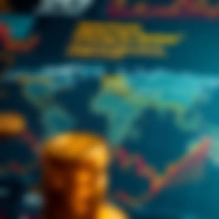 World map highlighting key global economic events impacting gold prices with currency symbols