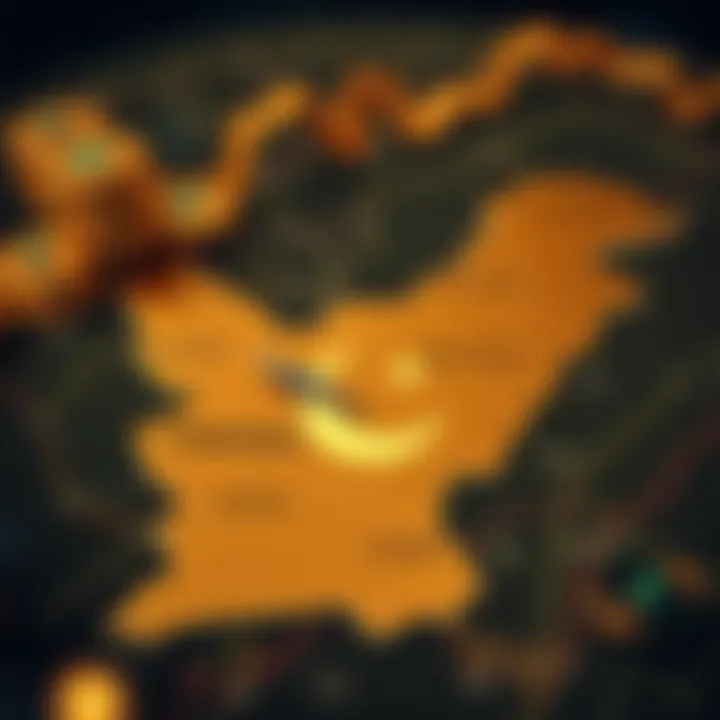 Map of Pakistan highlighting key regions involved in gold forex investments and regulatory hubs