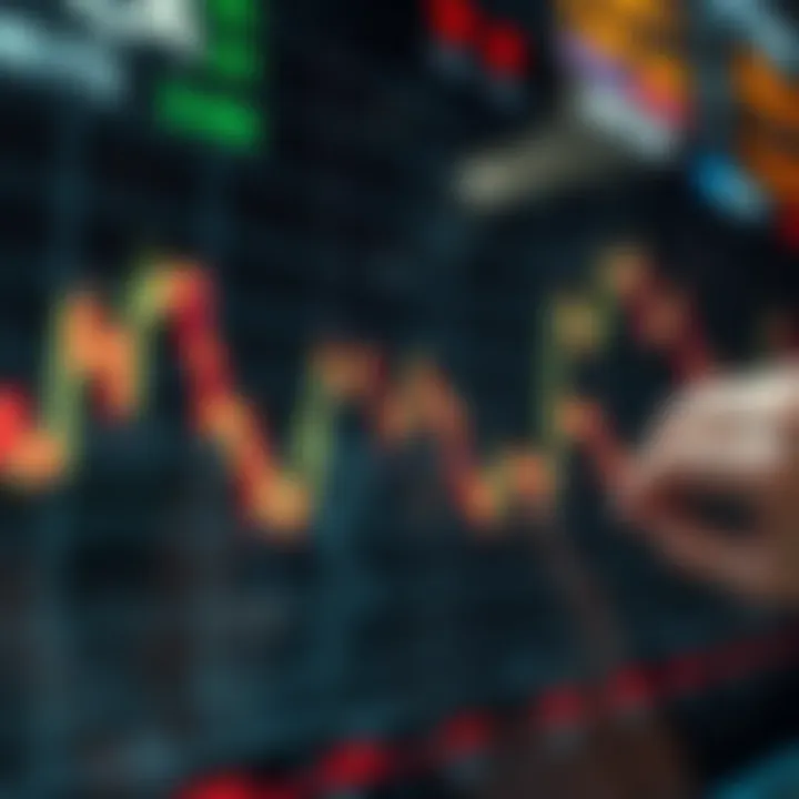 Chart showing currency exchange rates with upward and downward trends