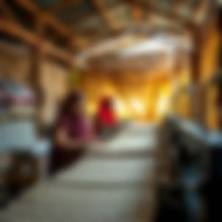 Artisan workers engaging in sustainable fabric production in a rural workshop