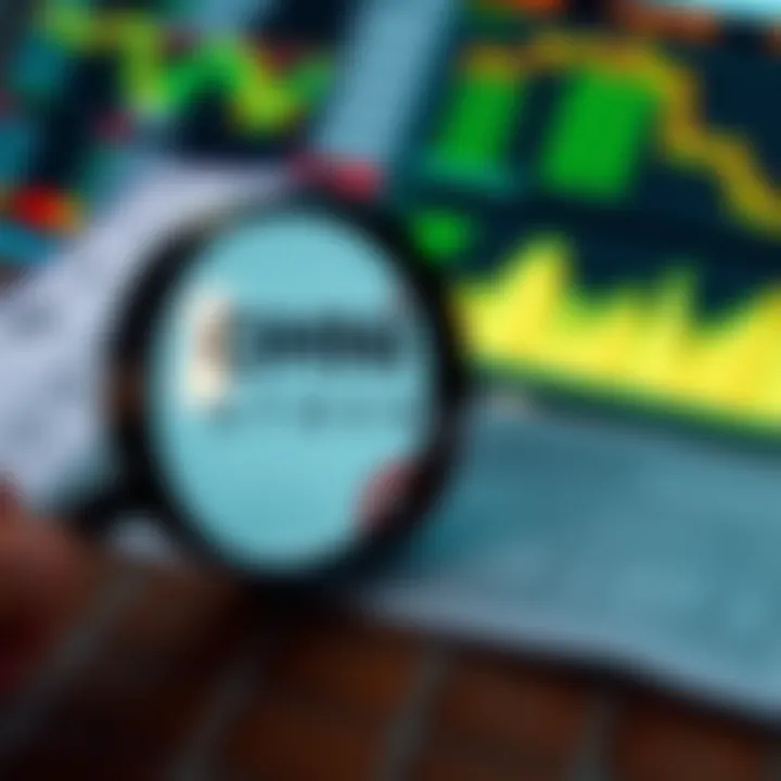 Graphic depicting a magnifying glass analyzing documents and digital data representing investment verification