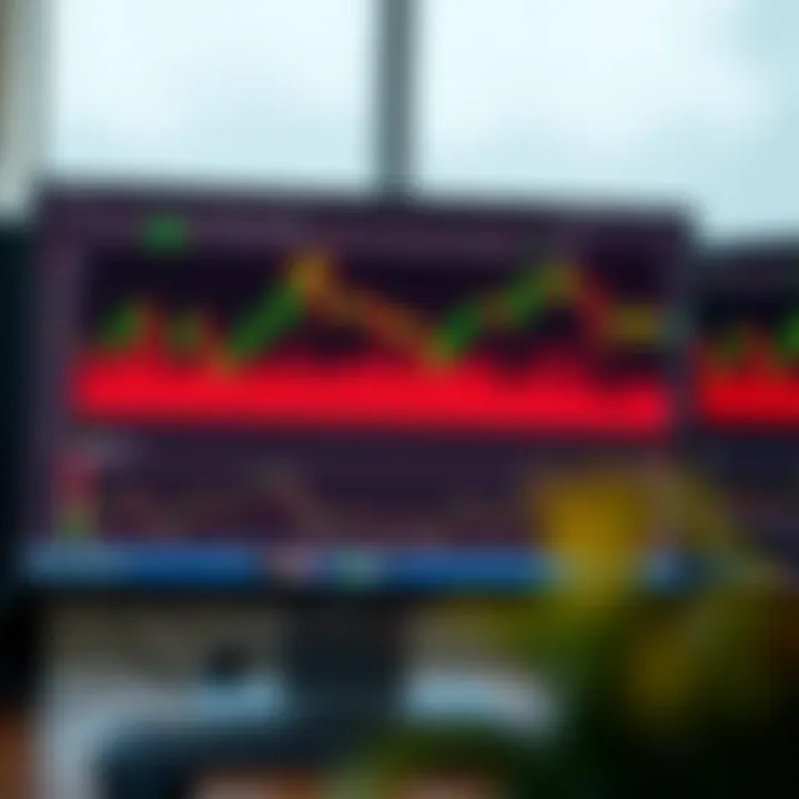 Illustration showing a computer screen with a trading platform displaying charts and no money exchange symbols