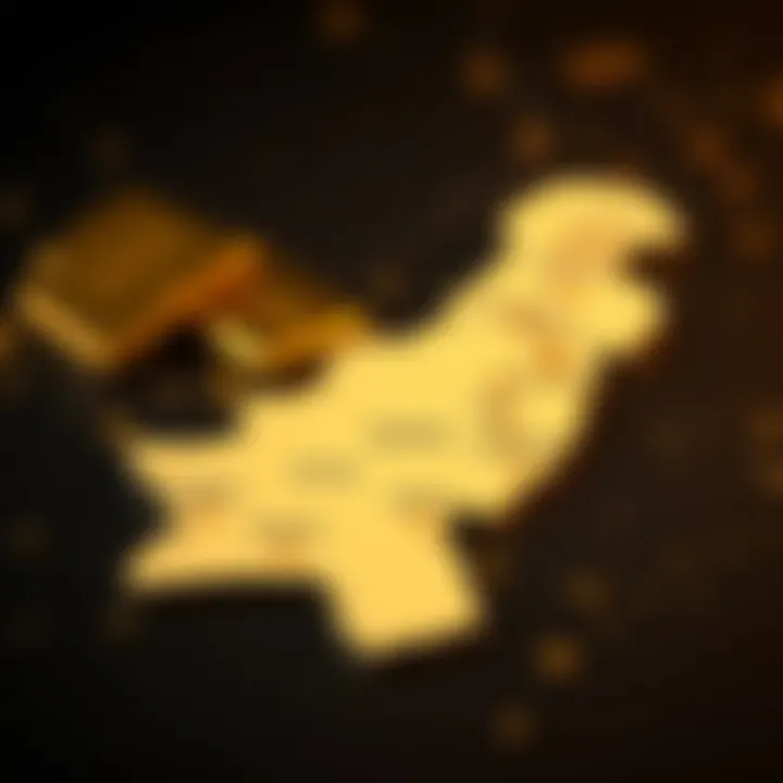 Map of Pakistan highlighting regions with significant gold market activities and local economic factors