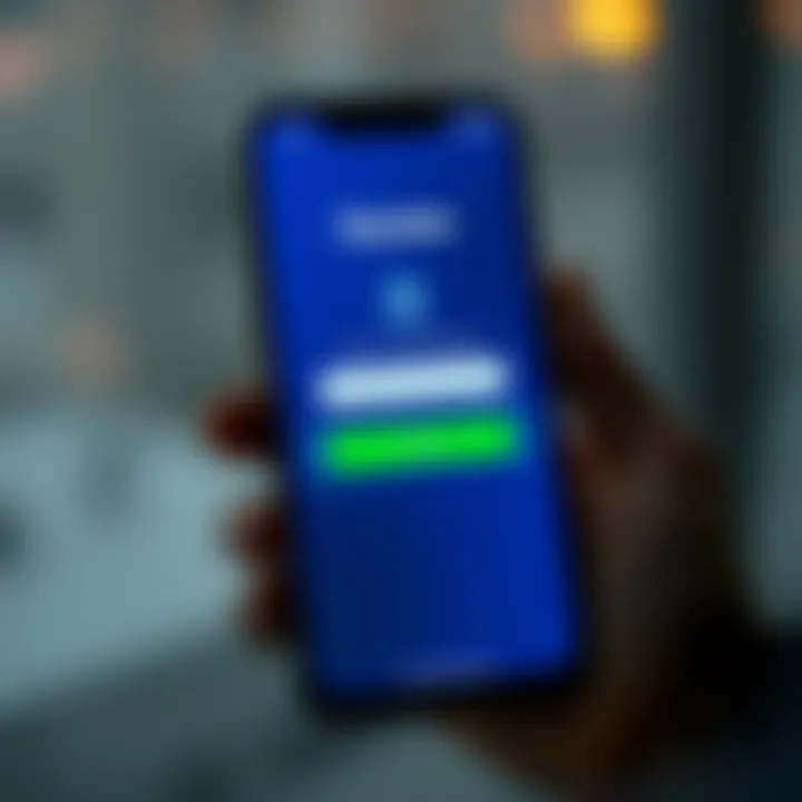 Mobile device displaying Quotex app login screen with secure authentication interface