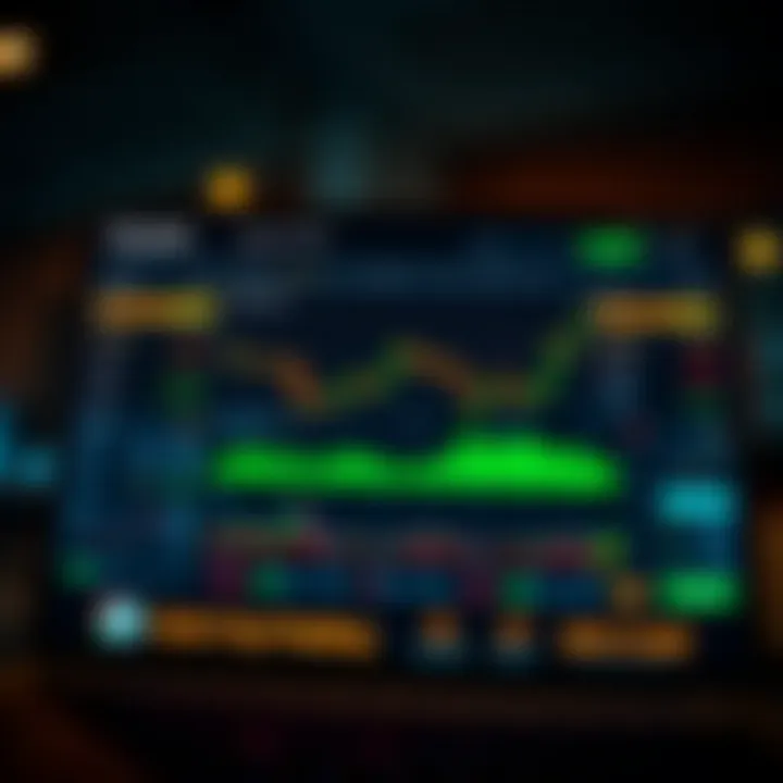Graphical interface showcasing Quotex trading platform with various trading tools and options