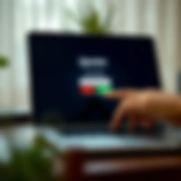 User entering login credentials on Quotex digital trading platform interface on a laptop