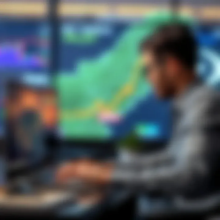 Illustration of a trader analyzing binary options alerts on a laptop with a map of Pakistan in the background