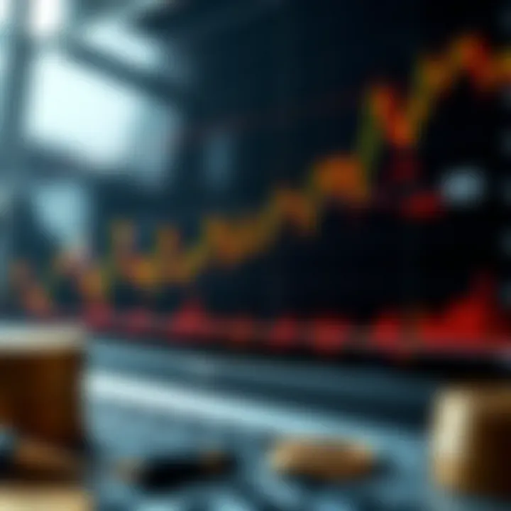 Graph showing Bitcoin price fluctuations with highlighted market trends and trading volumes