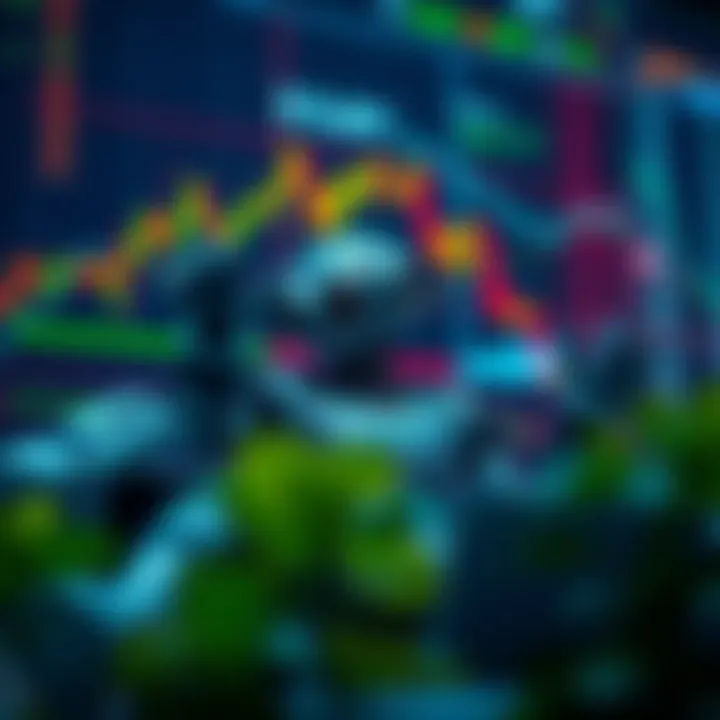 Graphical representation of different types of trading bots interacting with market data