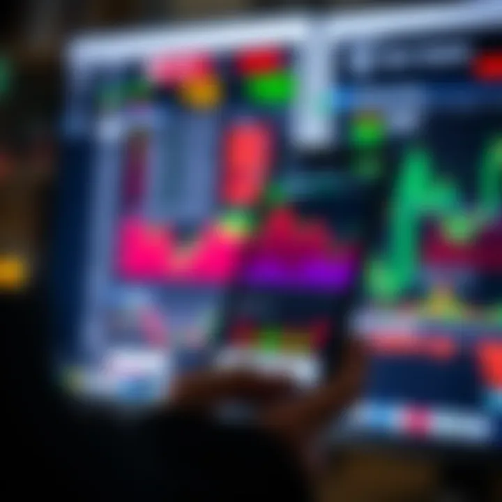 Mobile device displaying trading charts and diverse asset options on screen