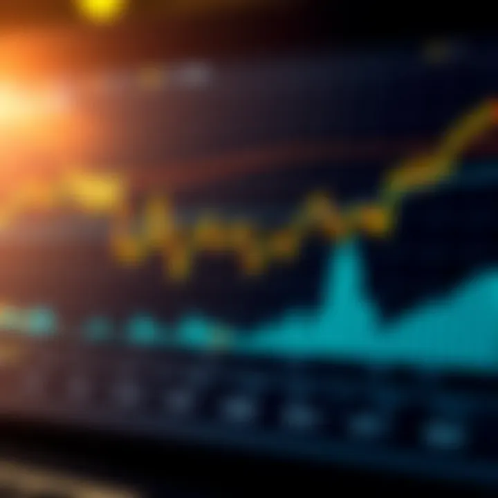 Graph showing TRX coin price fluctuations with trend lines and volume bars