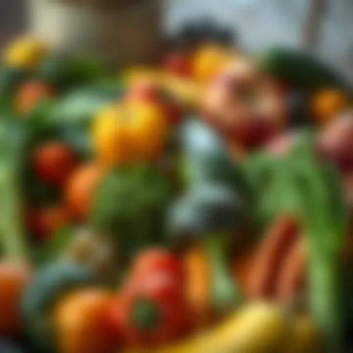 Colorful assortment of fresh vegetables and fruits commonly used in traditional Pakistani cuisine