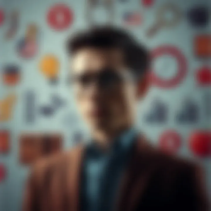 The Distinctive Mindset of the 5%ers Illustration showing a focused individual surrounded by symbols of education, business, and success reflecting a unique mindset