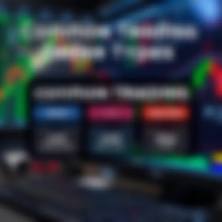 Graphic showing common trading order types such as market, limit, and stop orders with financial charts in the background