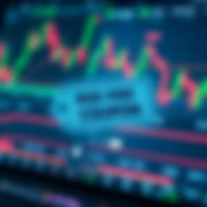 Illustration showing a digital coupon icon overlaying a trading platform interface