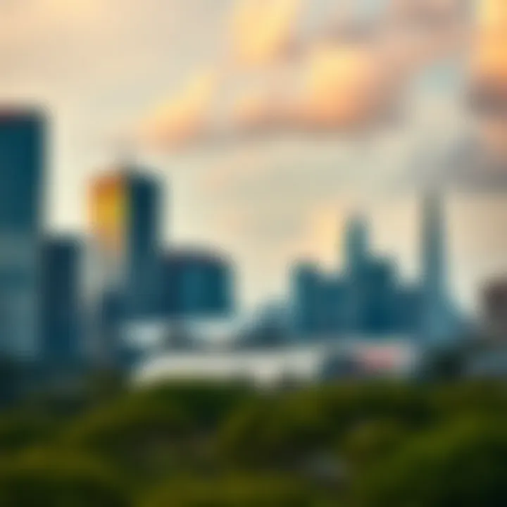 Corporate Growth in India's Urban Landscape City skyline with modern corporate buildings symbolizing India's growing business environment