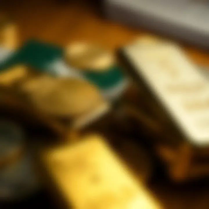 Close-up of gold bars and coins representing investment assets in Pakistan