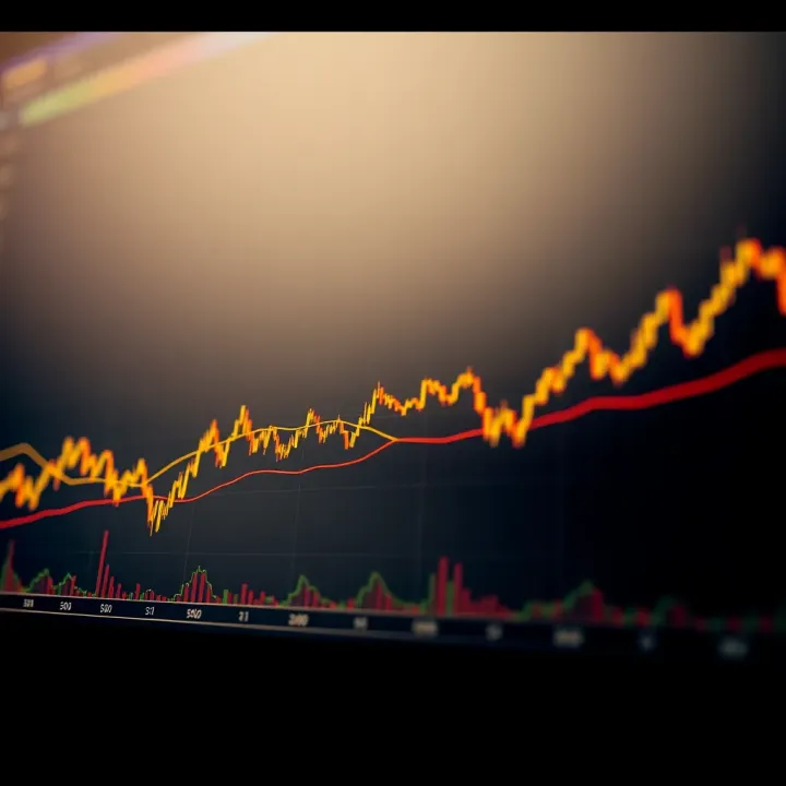 Line graph showing Bitcoin price fluctuations against US dollar with highlighted trend indicators