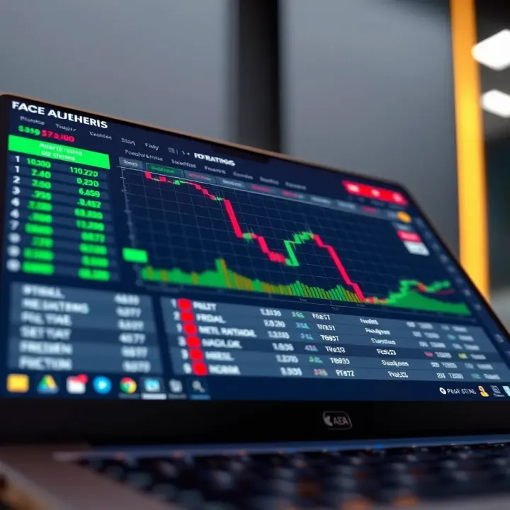 Secure Trading Platform with Broker Ratings and Regulatory Compliance Illustration of a secure online trading platform interface highlighting broker ratings and regulatory compliance