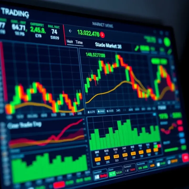 Dashboard of a digital trading platform showing real-time stock charts and market analysis tools
