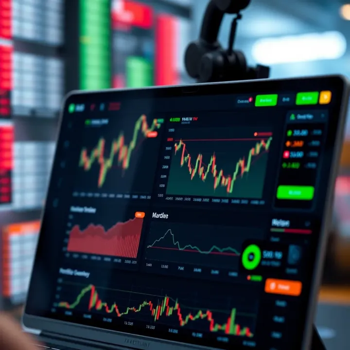 User interface of a popular trading application showing market charts and portfolio summary
