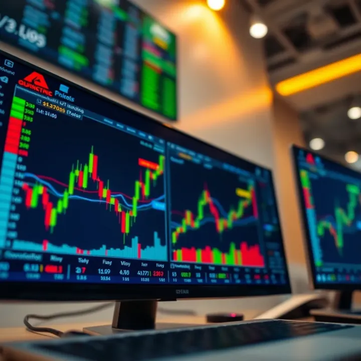Interface of a trading platform displaying charts and market data for Pakistani stocks
