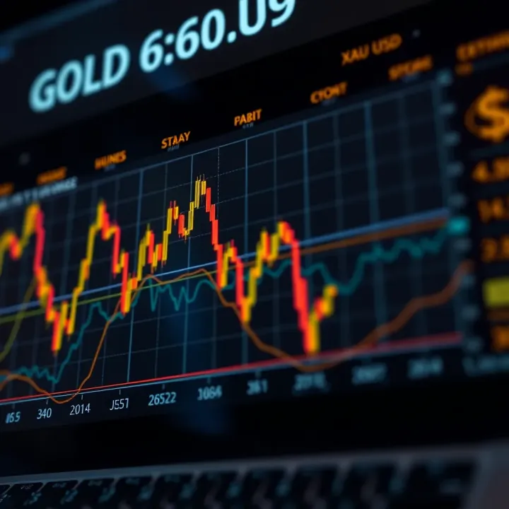 Graph showing fluctuations in gold prices against the US dollar influenced by economic indicators