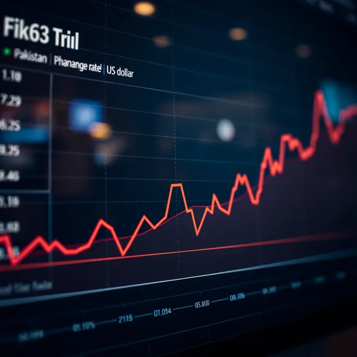 Graph showing fluctuations in Pakistani rupee to US dollar exchange rate over recent months
