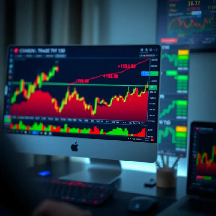 Illustration of key trading tools including charts, indicators, and financial news on a computer screen