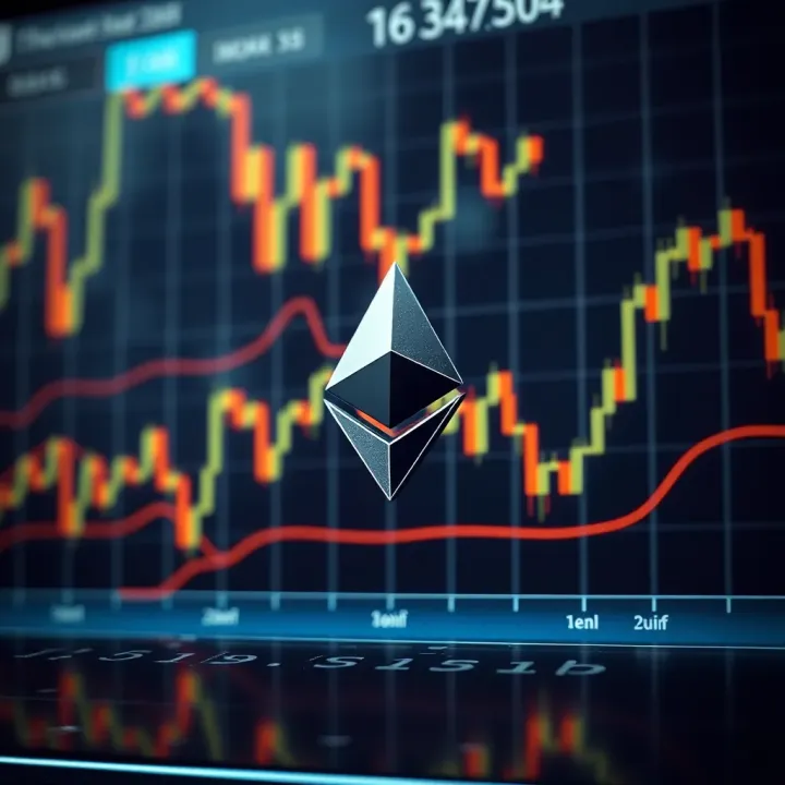 Graph showing Ethereum price fluctuations and market trends