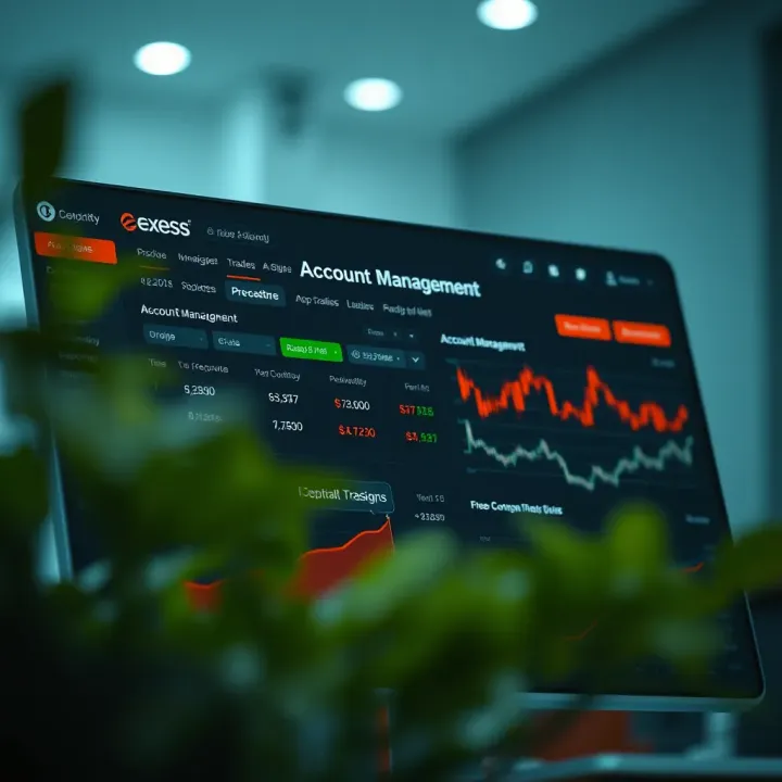 Dashboard showcasing account management and trading options on Exness platform